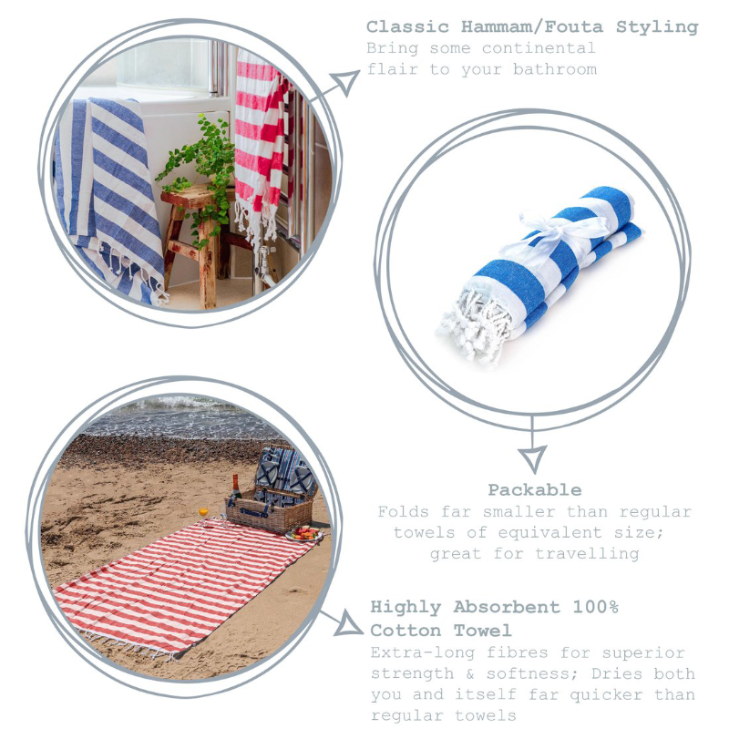 Outlet Turkish Beach Towel - Red Stripe