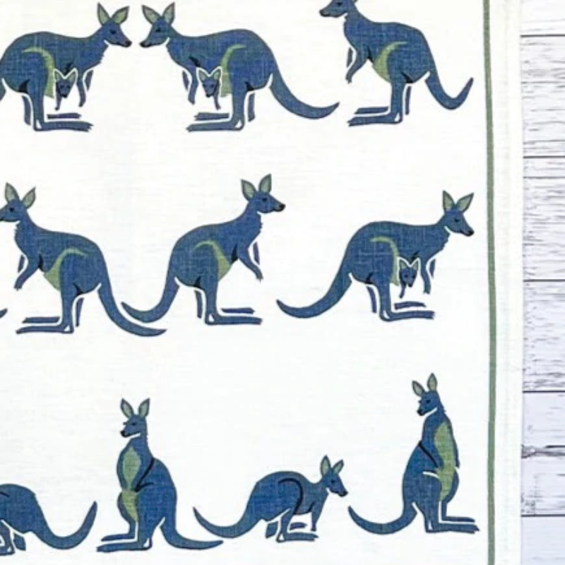 Tea Towel - Blue Kangaroo, Australian printed tea towels