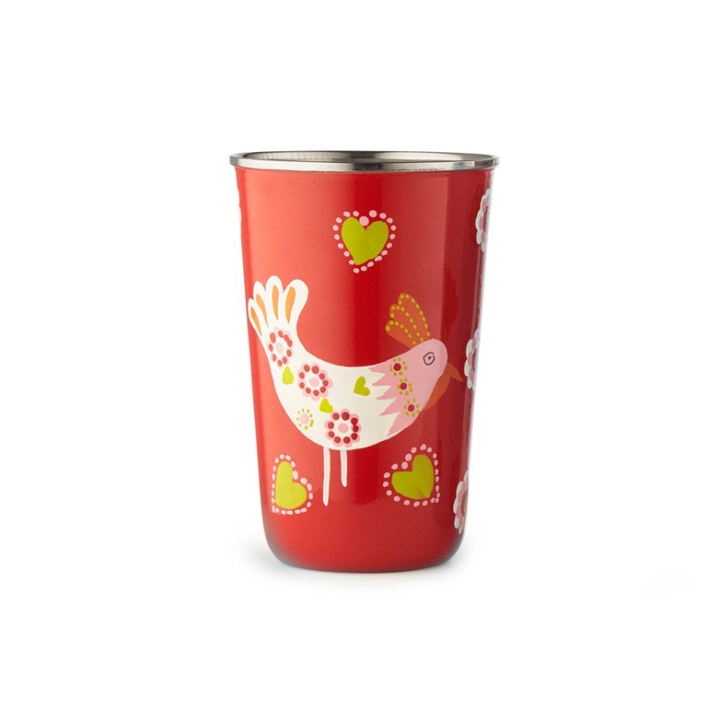 Hand Painted Enamel Tumbler - Ida the Chicken Red