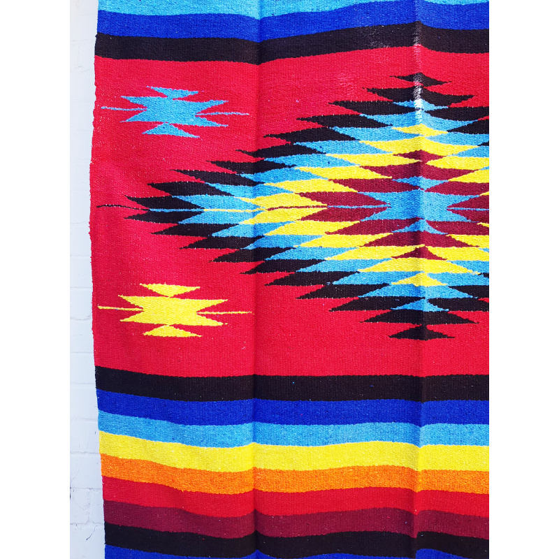 Aztec Design Floor Rug - Multicoloured Red Centre