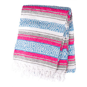 Mexican Falsa Blankets 1.9x1.2m - Baby Blue/Pink