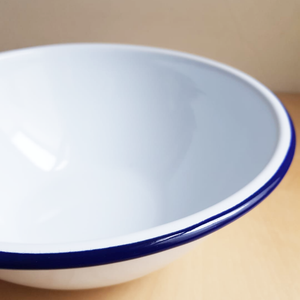 Enamel Mixing Bowl 24cm - White/Blue