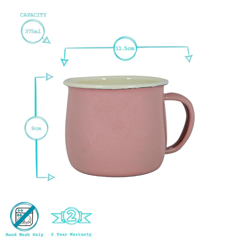 Outlet Enamel Belly Mug - Pink/Cream 375ml